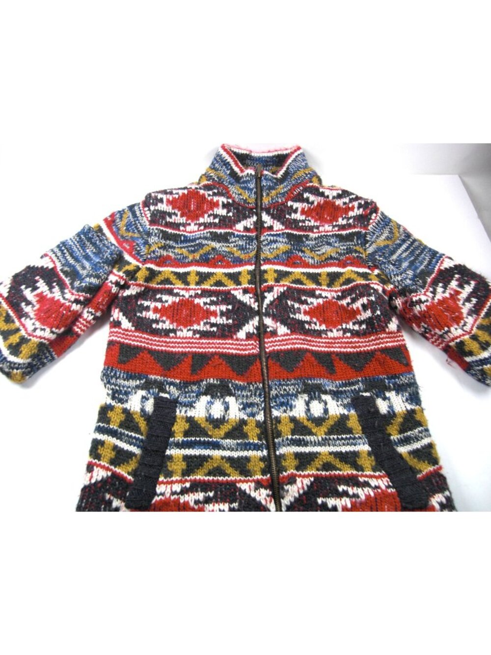 Vintage Full Zip Aztec Print Geo YKK Zip Jacket Upholstery Feel Size Small